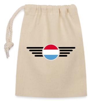 Luxemburg Stil T-Shirt - Verschließbarer Geschenkbeutel aus Baumwolle (14x20cm) - Natur - Vorne