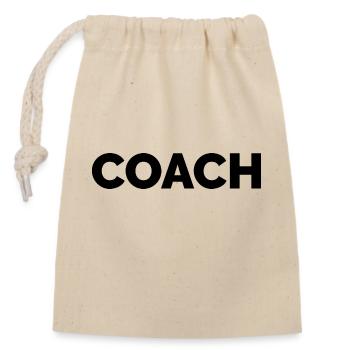 coach team sport training icon gym club logo - Closable cotton gift bag (14x20cm) - nature - Front