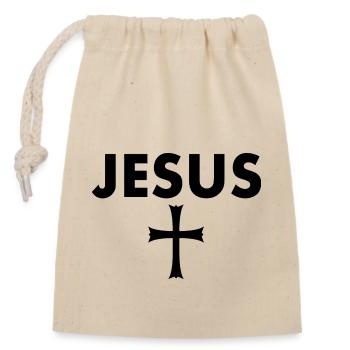 Jesus Cross - Closable cotton gift bag (14x20cm) - nature - Front
