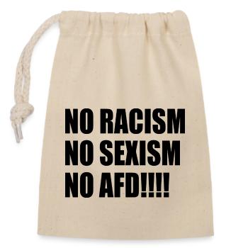 no racism no sexism no afd - Closable cotton gift bag (14x20cm) - nature - Front