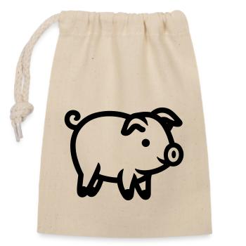cochon - Sac cadeau en coton avec cordon (14 x 20 cm) - nature - Devant