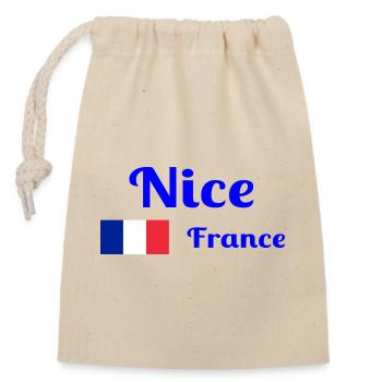 Nice France- Stylish prints - Closable cotton gift bag (14x20cm) - nature - Front