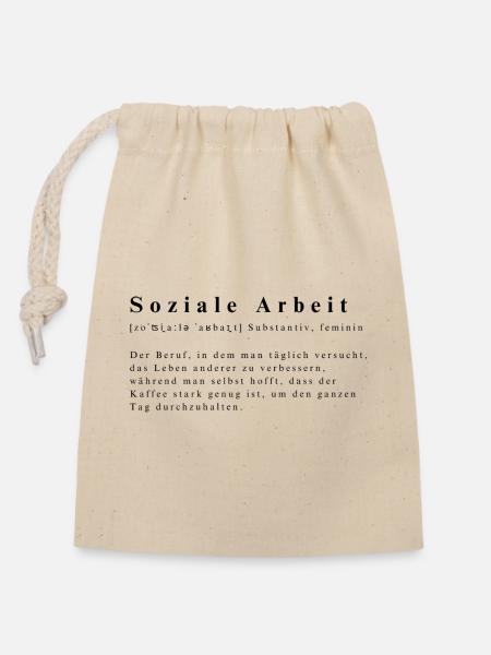 Soziale Arbeit - Definition - Verschließbarer Geschenkbeutel aus Baumwolle (14x20cm) - Natur