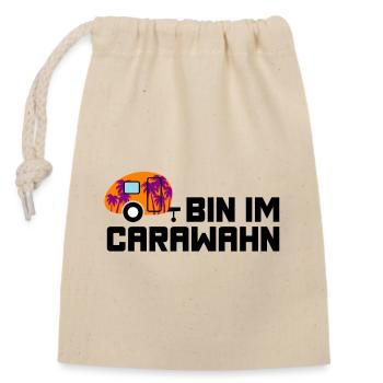 Caravan Palmen Wohnwagen Urlaub Camping Camper - Verschließbarer Geschenkbeutel aus Baumwolle (14x20cm) - Natur - Vorne