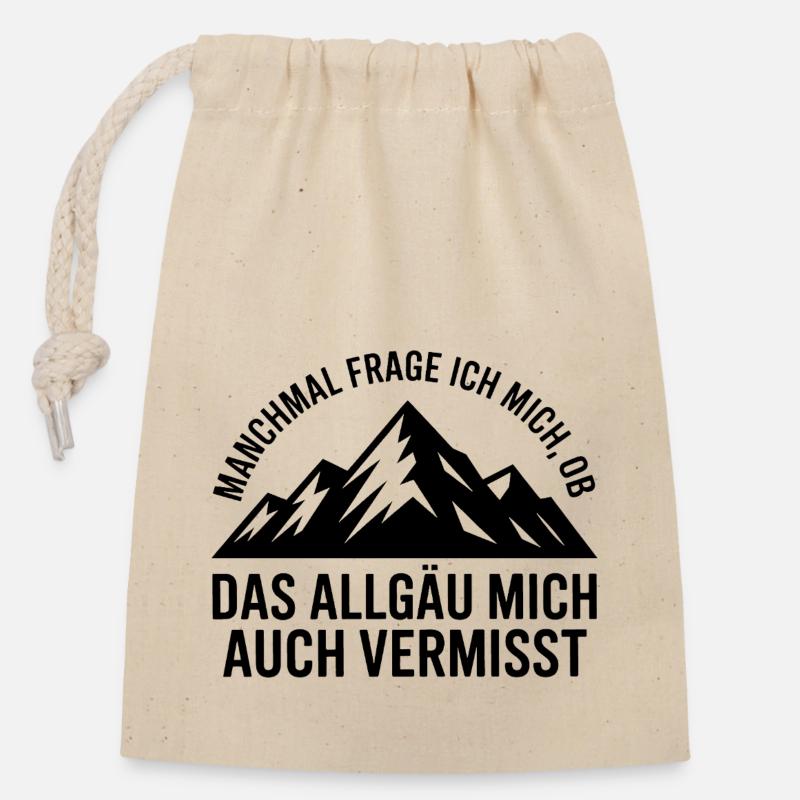 Frage ich mich, ob das Allgäu mich vermisst! - Verschließbarer Geschenkbeutel aus Baumwolle (14x20cm) - Natur