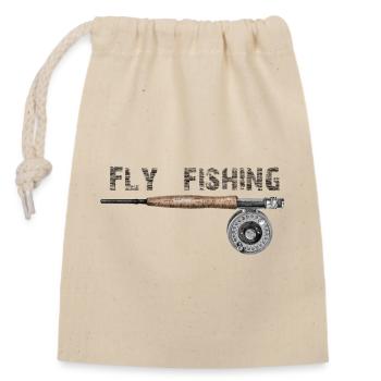 Fly fishing - Verschließbarer Geschenkbeutel aus Baumwolle (14x20cm) - Natur - Vorne