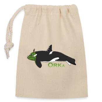 Humorvoller Orca - Verschließbarer Geschenkbeutel aus Baumwolle (14x20cm) - Natur - Vorne