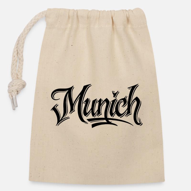 Munich - Sac cadeau en coton avec cordon (14 x 20 cm) - nature