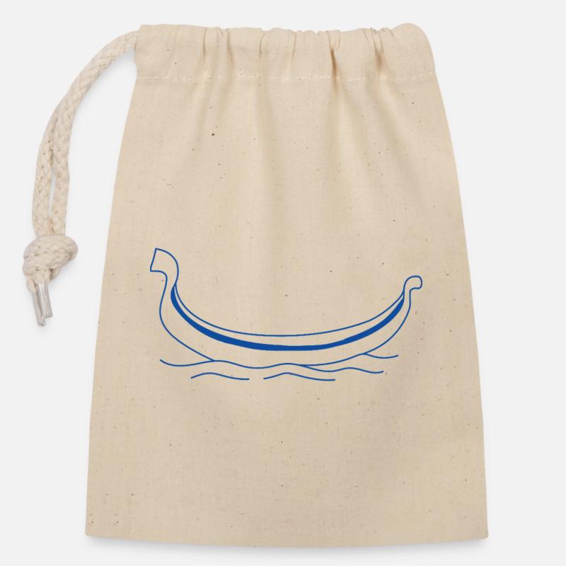 Typical Venetian gondola - Closable cotton gift bag (14x20cm) - nature