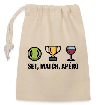 Set, Match, Tennis Humor Aperitif - Closable cotton gift bag (14x20cm) - nature - Front