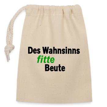 Wahnsinns fitte Beute - Verschließbarer Geschenkbeutel aus Baumwolle (14x20cm) - Natur - Vorne
