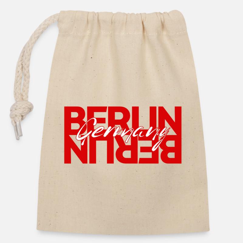 Berlin lettering overlay - Closable cotton gift bag (14x20cm) - nature