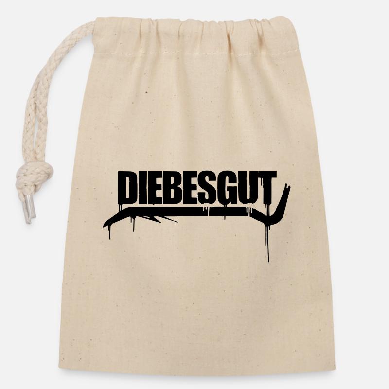 GRAFFITI - Closable cotton gift bag (14x20cm) - nature