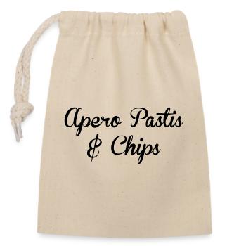 aperitif pastis and chips - Alcohol - Closable cotton gift bag (14x20cm) - nature - Front