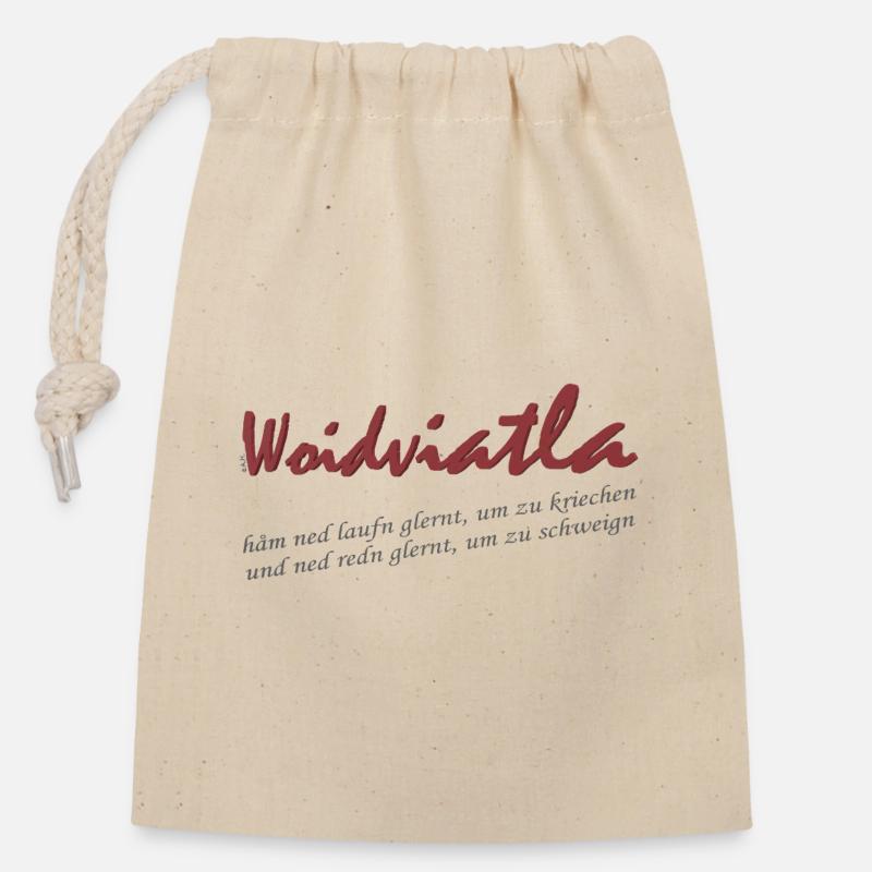 Logo d’écriture Woidviatla - Sac cadeau en coton avec cordon (14 x 20 cm) - nature