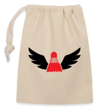 badminton - Closable cotton gift bag (14x20cm) - nature - Front