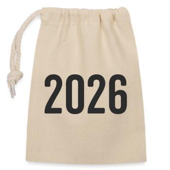 2026 New Year's Eve - Closable cotton gift bag (14x20cm) - nature - Front
