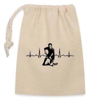 Attention floorball fans, simple statement - Closable cotton gift bag (14x20cm) - nature - Front