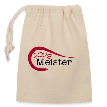 Meister 2026 Meisterschaft - Verschließbarer Geschenkbeutel aus Baumwolle (14x20cm) - Natur - Vorne