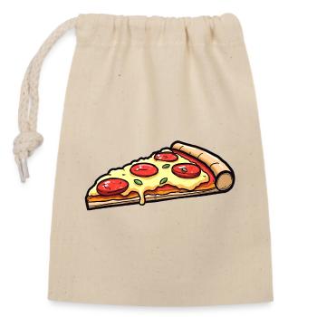 Pizza - Sac cadeau en coton avec cordon (14 x 20 cm) - nature - Devant