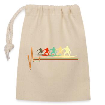 Retro Surfing Heartbeat Vintage Surfer Wave - Closable cotton gift bag (14x20cm) - nature - Front