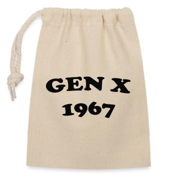 Gen X 1967 Retro Logo - Verschließbarer Geschenkbeutel aus Baumwolle (14x20cm) - Natur - Vorne