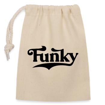 Funky Music Fettes Typografiedesign - Verschließbarer Geschenkbeutel aus Baumwolle (14x20cm) - Natur - Vorne
