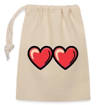 Hearts Love Symbol - Closable cotton gift bag (14x20cm) - nature - Front