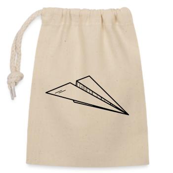 Croquis d’avion en papier Dessin au trait minimaliste - Sac cadeau en coton avec cordon (14 x 20 cm) - nature - Devant