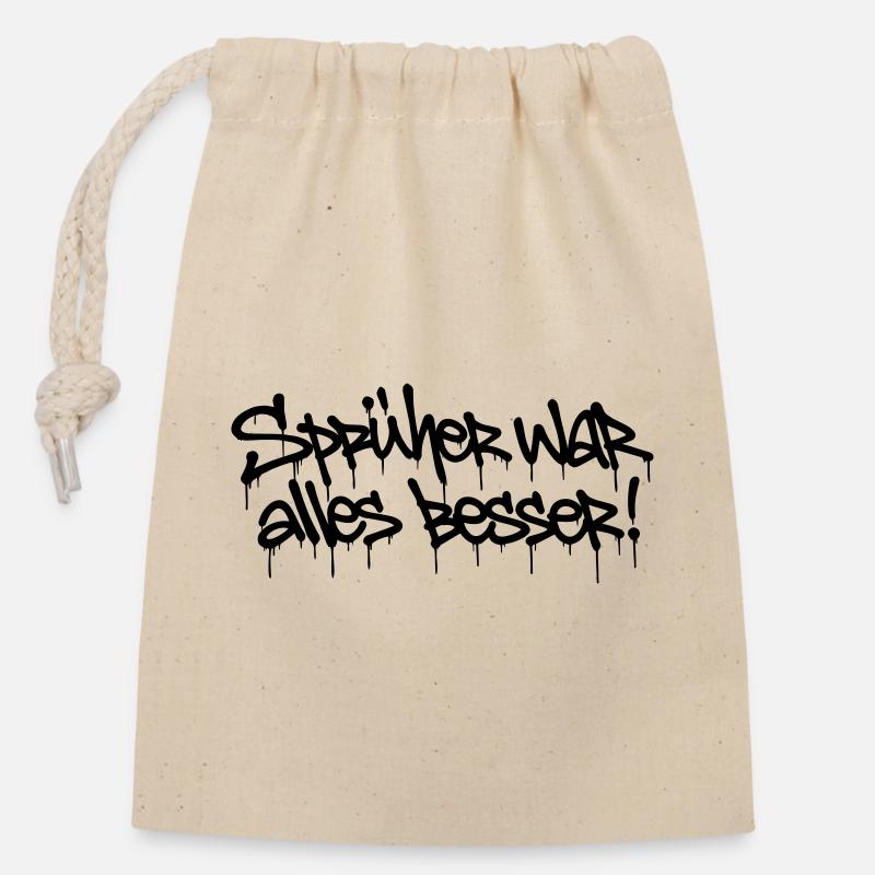 Sprüher war alles besser! – Graffiti Tag Design - Verschließbarer Geschenkbeutel aus Baumwolle (14x20cm) - Natur