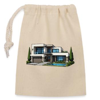 Villa moderne avec piscine - Sac cadeau en coton avec cordon (14 x 20 cm) - nature - Devant