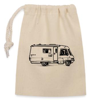 Camping-car - Illustration - Sac cadeau en coton avec cordon (14 x 20 cm) - nature - Devant