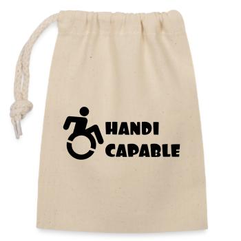 Wheelchair competent. Disabled humor # - Closable cotton gift bag (14x20cm) - nature - Front