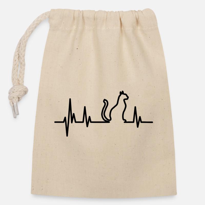 Chat chaton chat noir cadeau - Sac cadeau en coton avec cordon (14 x 20 cm) - nature