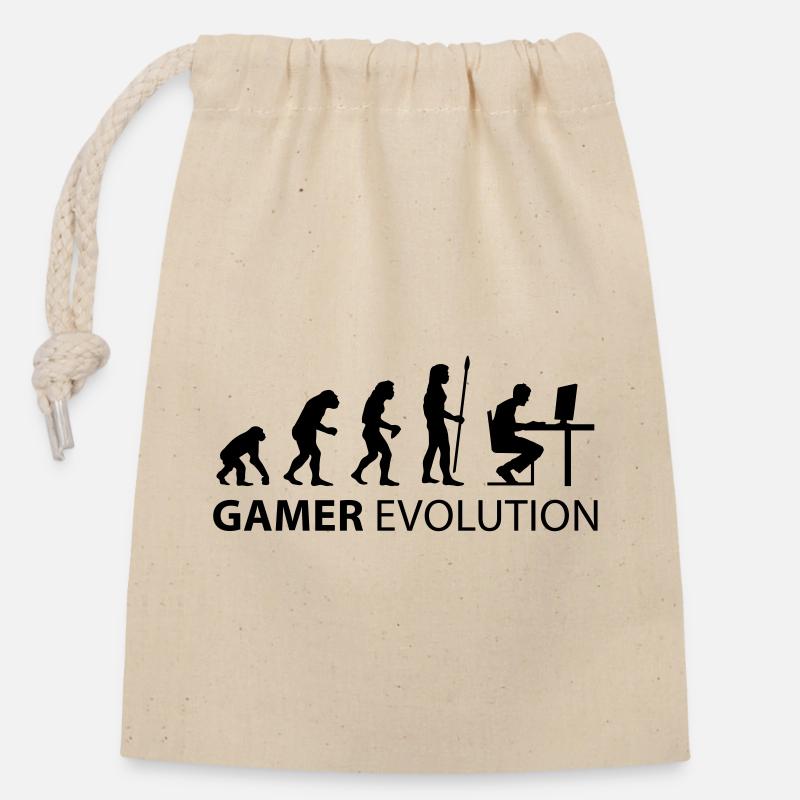 gamer evolution - Verschließbarer Geschenkbeutel aus Baumwolle (14x20cm) - Natur