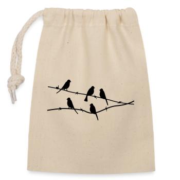 birds Vögel - Verschließbarer Geschenkbeutel aus Baumwolle (14x20cm) - Natur - Vorne