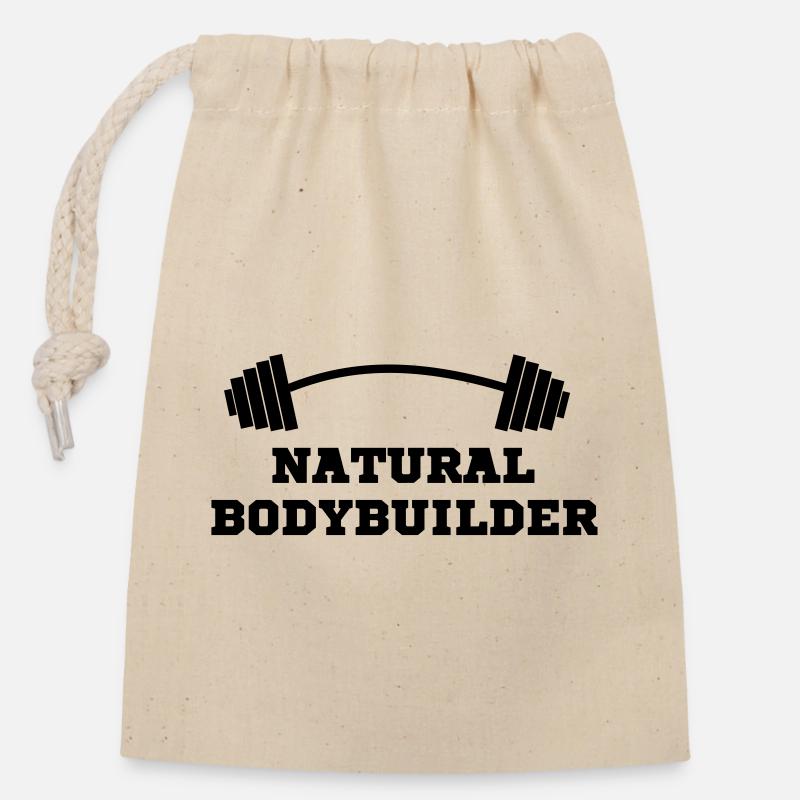 Fitnessstudio - Verschließbarer Geschenkbeutel aus Baumwolle (14x20cm) - Natur