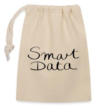smart data - Closable cotton gift bag (14x20cm) - nature - Front