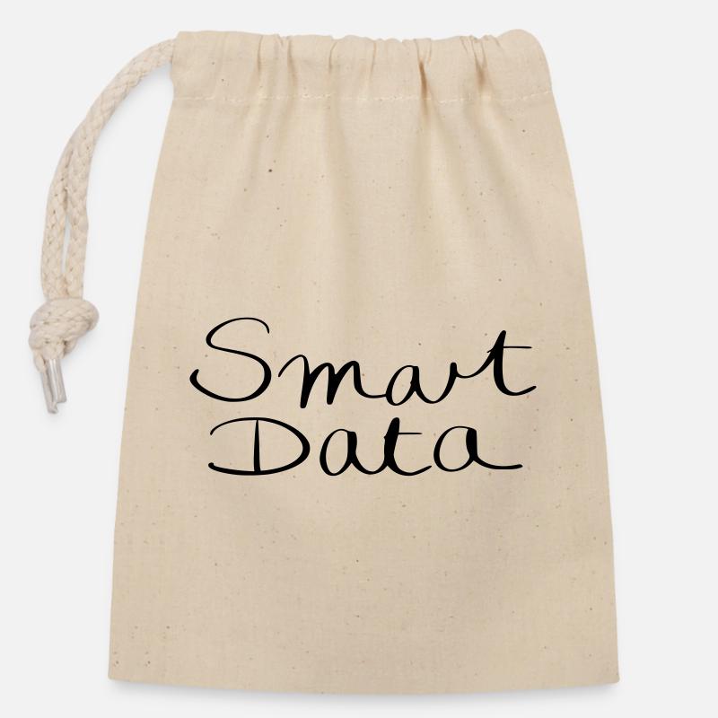 smart data - Closable cotton gift bag (14x20cm) - nature