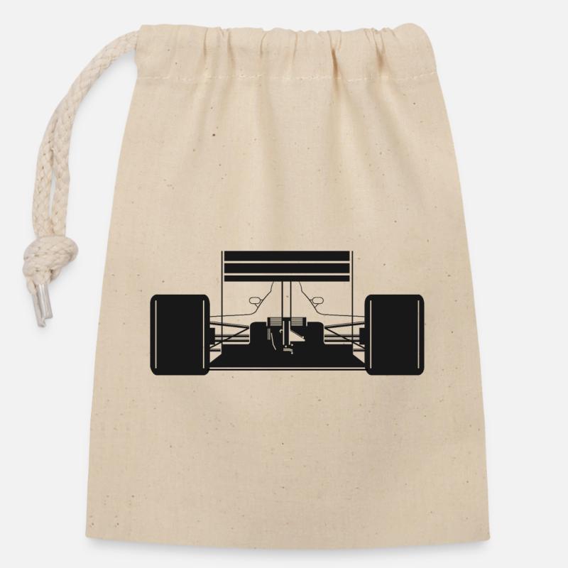 Voiture de formule arrière Voitures de course Symbole de course - Sac cadeau en coton avec cordon (14 x 20 cm) - nature