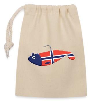 Gummifisch Norwegen für Angler in Fjord und Meer - Verschließbarer Geschenkbeutel aus Baumwolle (14x20cm) - Natur - Vorne
