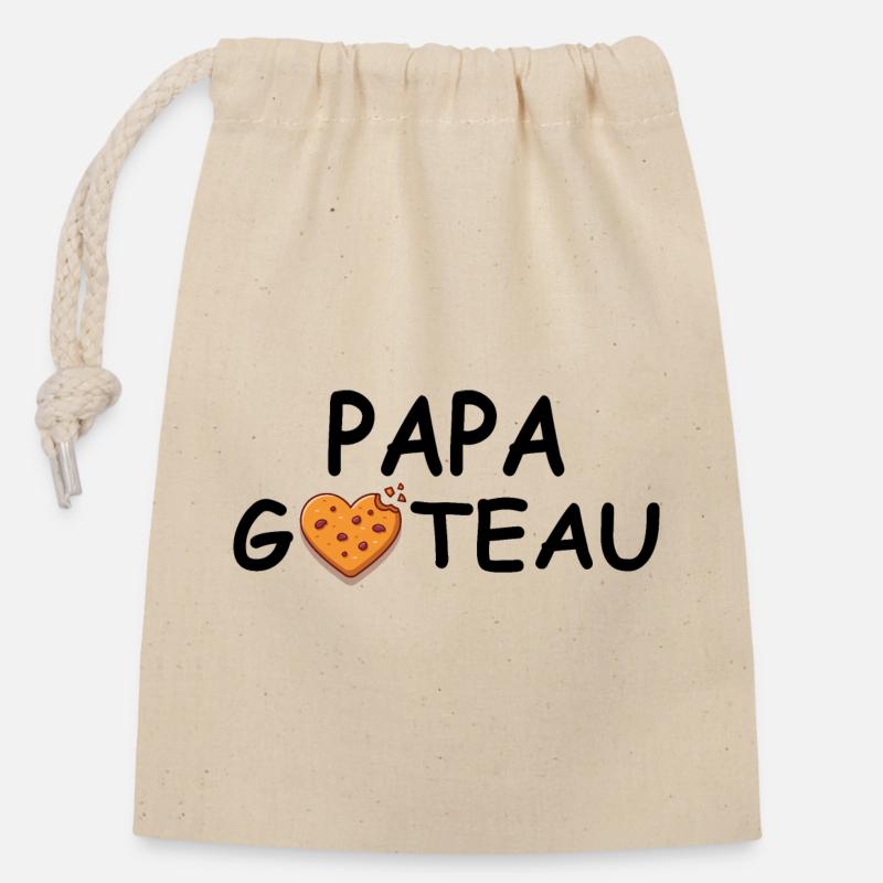 Papa Kuchen - Papa Geschenk Küche - Verschließbarer Geschenkbeutel aus Baumwolle (14x20cm) - Natur