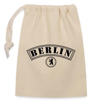 Berlin mit Bär - Verschließbarer Geschenkbeutel aus Baumwolle (14x20cm) - Natur - Vorne
