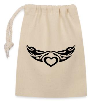 Cœur tribal - Sac cadeau en coton avec cordon (14 x 20 cm) - nature - Devant