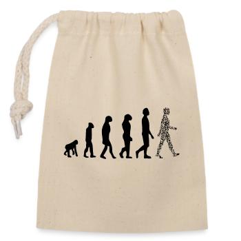 Evolution QR code - Humor health pass - Closable cotton gift bag (14x20cm) - nature - Front