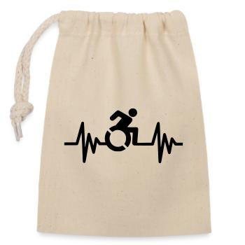 Utilisateur d’un fauteuil roulant avec un cœur qui bat # - Sac cadeau en coton avec cordon (14 x 20 cm) - nature - Devant