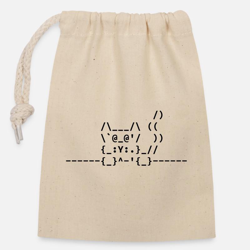 Ascii Katze - Verschließbarer Geschenkbeutel aus Baumwolle (14x20cm) - Natur