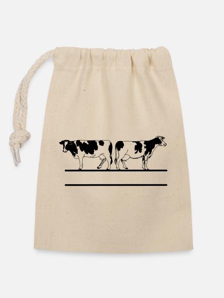 Kuhmonogramm transparent - Verschließbarer Geschenkbeutel aus Baumwolle (14x20cm) - Natur
