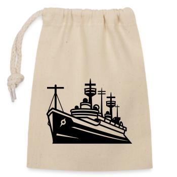 Bateau de combat - Sac cadeau en coton avec cordon (14 x 20 cm) - nature - Devant
