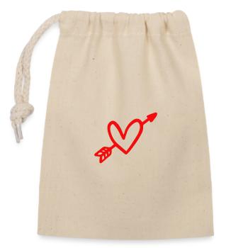 Arrow and Heart Love Valentine's Day Cupid - Closable cotton gift bag (14x20cm) - nature - Front